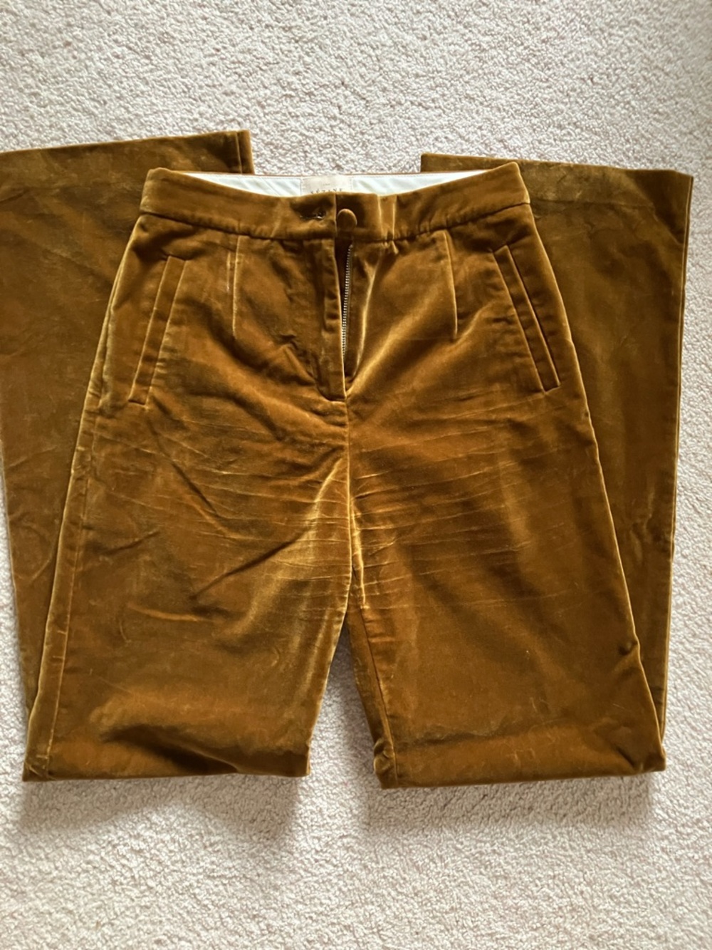 Sezane Velvet Trousers in Mustard
